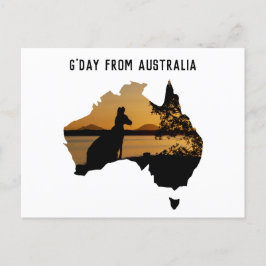 Cartão Postal Dia G da Austrália Black White Dourado Sunset