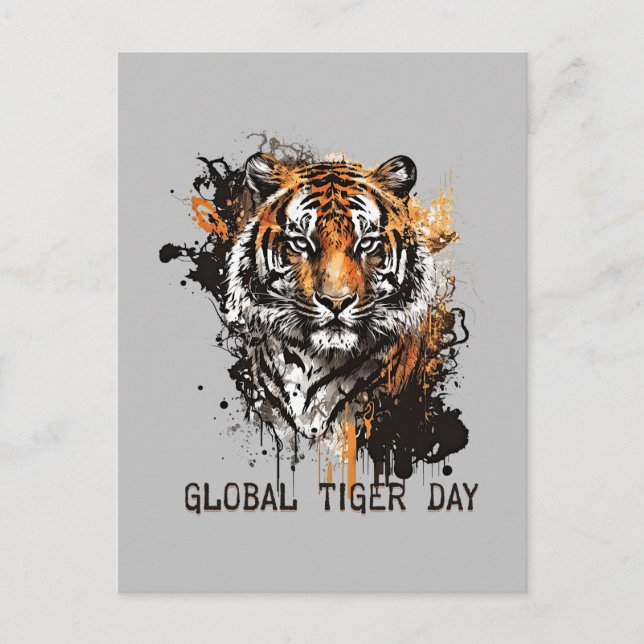 Cartão Postal Dia Global do Tigre, tigre gigante (Frente)