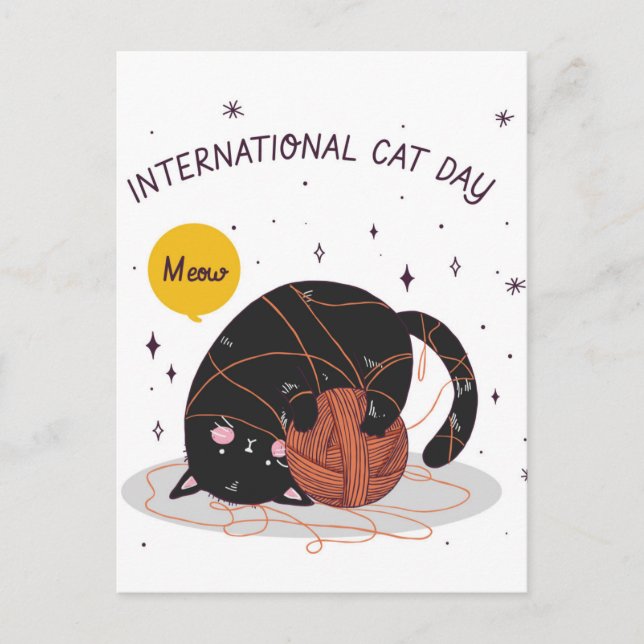 Cartão Postal Dia Internacional da Gata (Frente)