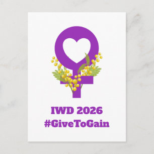 Cartão Postal Dia Internacional da Mulher 2026 IWD Dar Para Ganh