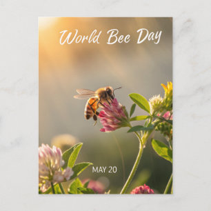 Cartão Postal Dia Mundial das Abelhas Arte Floral Abelha Melífer