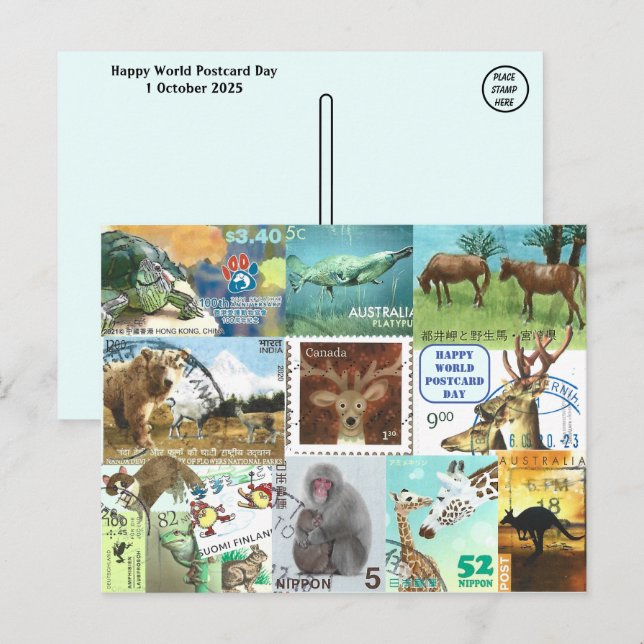Cartão Postal Dia Mundial do Cartão-Postal - Colagem do Carimbo  (Frente/Verso)