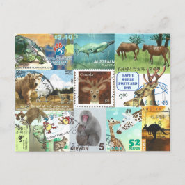 Cartão Postal Dia Mundial do Cartão-Postal - Colagem do Carimbo 