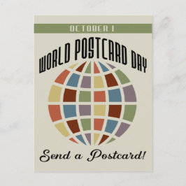 Cartão Postal Dia Mundial do Cartão-Postal com quadrados colorid