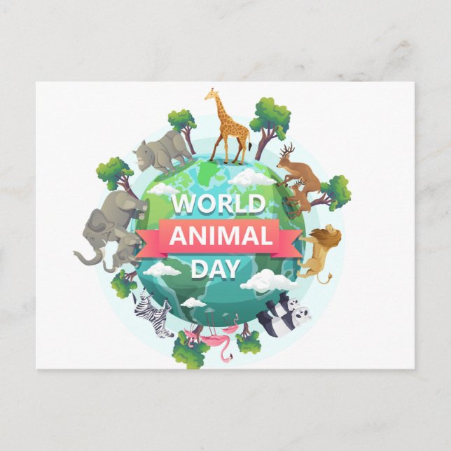 Cartão Postal Dia Mundial dos Animais (Frente)