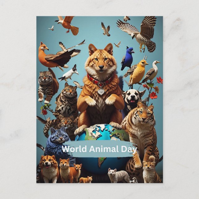 Cartão Postal Dia Mundial dos Animais (Frente)