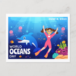 Cartão Postal Dia Mundial dos Oceanos 8 de junho Ano Personaliza