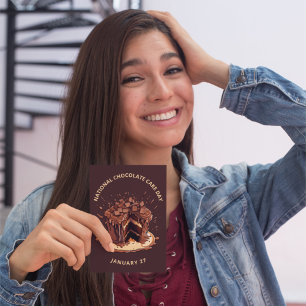 Cartão Postal Dia Nacional Decadente do Bolo de Chocolate