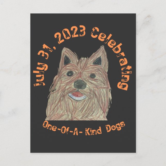 Cartão Postal Dia Nacional do Cachorro Celebrando Cachorros Únic (Frente)