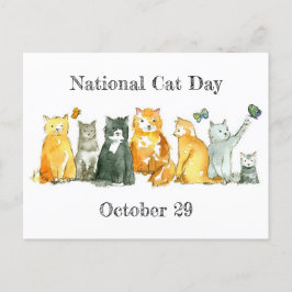 Cartão Postal Dia Nacional do Gato 29 de outubro Tuxedo Calico C