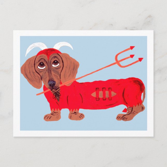 Cartão Postal Diabo Dachshund (Frente)