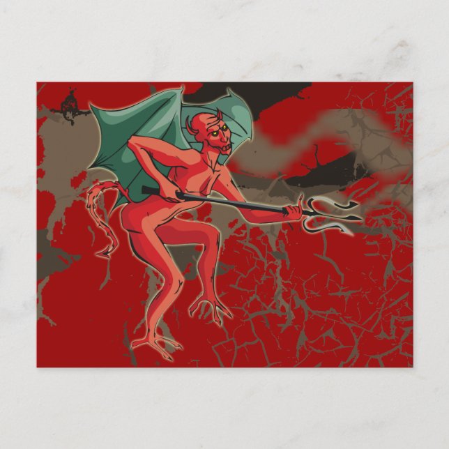 Cartão Postal Diabo de Pitchfork (Frente)