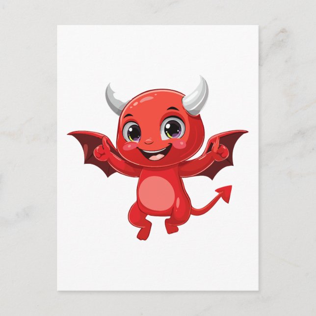 Cartão Postal Diabo voador de desenho animado fofo (Frente)