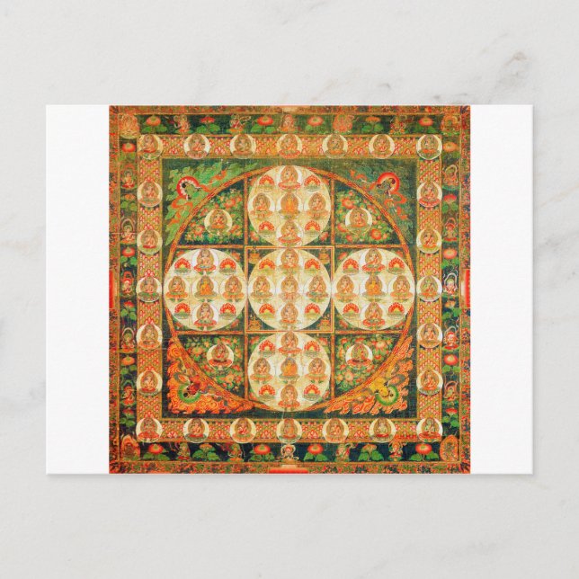 Cartão Postal Diagrama Cósmico de Mandala para a Meditação (Frente)
