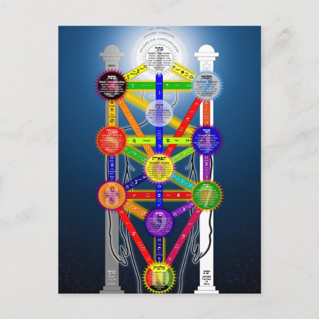 Cartão Postal Diagrama da Estrutura de Árvore Qabalística (Frente)