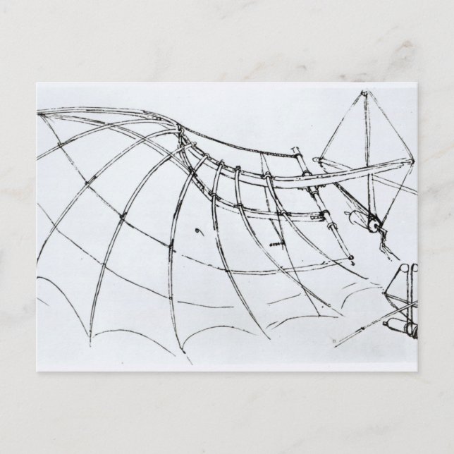 Cartão Postal Diagrama de uma asa mecânica (Frente)