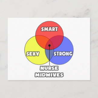 Cartão Postal Diagrama Venn.. Enfermeira Parteiras