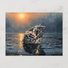 Cartão Postal Diamante Molhado - Arte de Melancolia em Estilo Im
