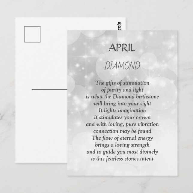 Cartão Postal Diamante Pedra de Nascimento de Abril  (Frente/Verso)