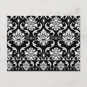 Cartão Postal Diamond Damask, Branco em Preto