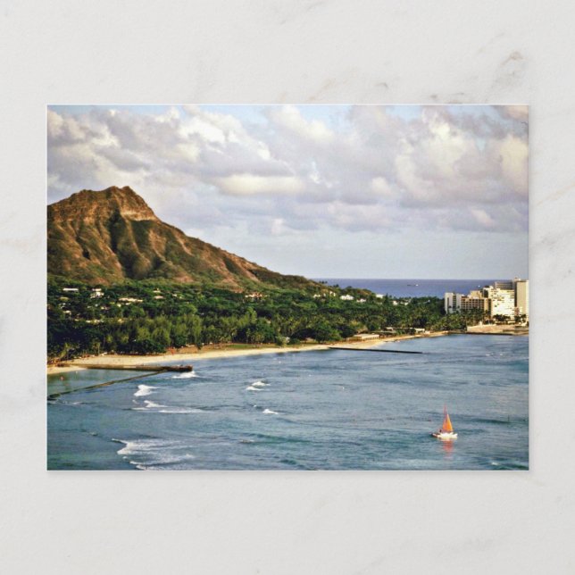 Cartão Postal Diamond Head - Waikiki Beach, Oahu (Frente)