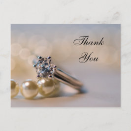 Cartão Postal Diamond Ring e Pearls Casamento Obrigado