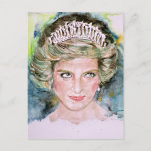 Cartão Postal DIANA - PRINCESA DE WALES - retrato a aquarela.3