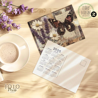 Cartão Postal Diário Vintage Floral Lixo 2025