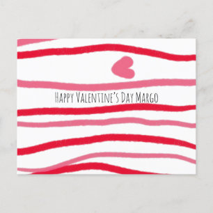 Cartão Postal Dias de os namorados para pintura, Stripes e Coraç