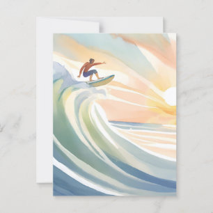 Cartão Postal Dias de surfe   Aquarela Surf Onda Oceânica