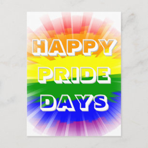 Cartão Postal Dias Felizes da Pride Explodindo Bandeira Arco-Íri