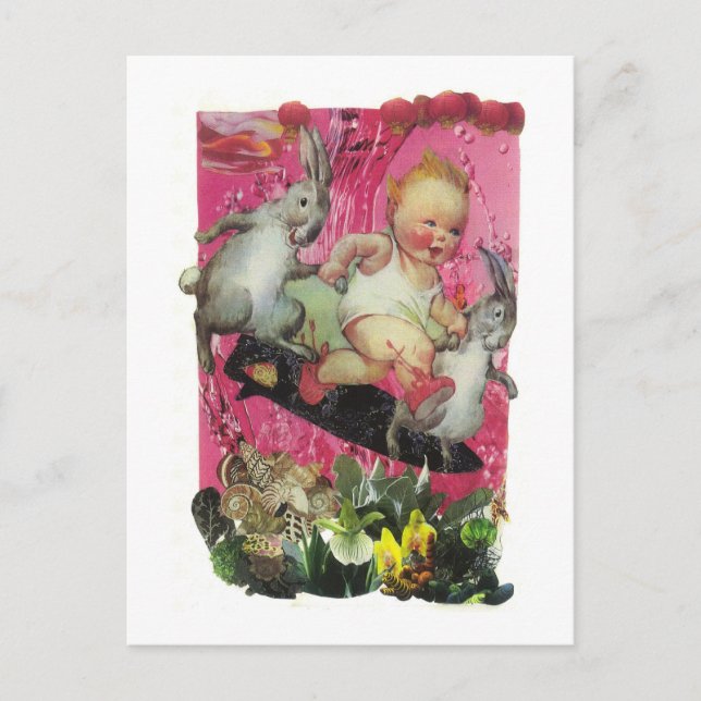 Cartão Postal Dibble_Artworks_049_Coelhinhos_Surfando (Frente)