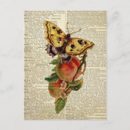 Cartão Postal dicionário de vintagem floral de borboletas