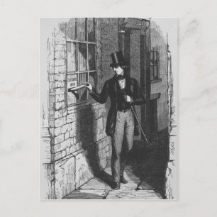 Cartão Postal Dickens colocando seu primeiro literário