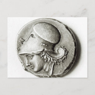 Cartão Postal Didracma de Hércules: anverso representando Atena