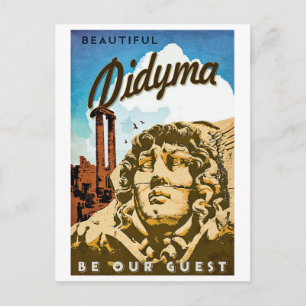 Cartão Postal Didyma, arte antiga, Turquia, mar Mediterrâneo