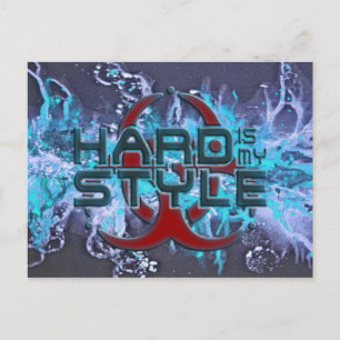 Cartão Postal difícil é o meu estilo - splattergrunge azul   har
