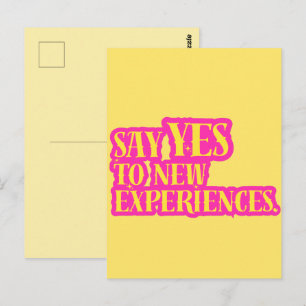 Cartão Postal Diga Sim a Novas Experiências Texto Vibrante e Neg