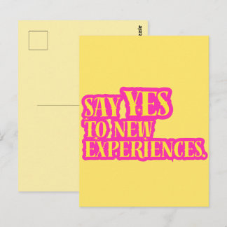 Cartão Postal Diga Sim a Novas Experiências Texto Vibrante e Neg