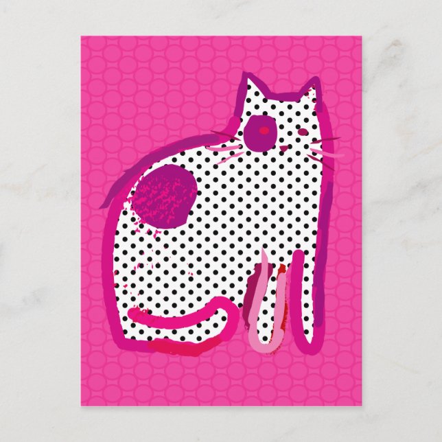 Cartão postal digital de 'gato rosa' (Frente)