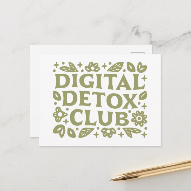 Cartão Postal Digital detox club wellness girl green aesthetic (Frente/Verso In Situ)