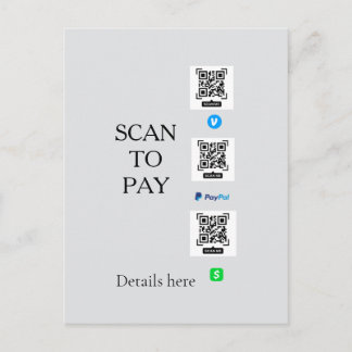 Cartão Postal digitalizar para pagar detalhes do código QR do ve