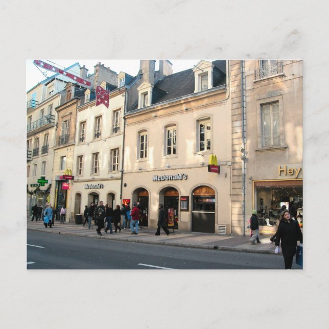 Cartão Postal Dijon, edifício medieval usado para fast food (Frente)