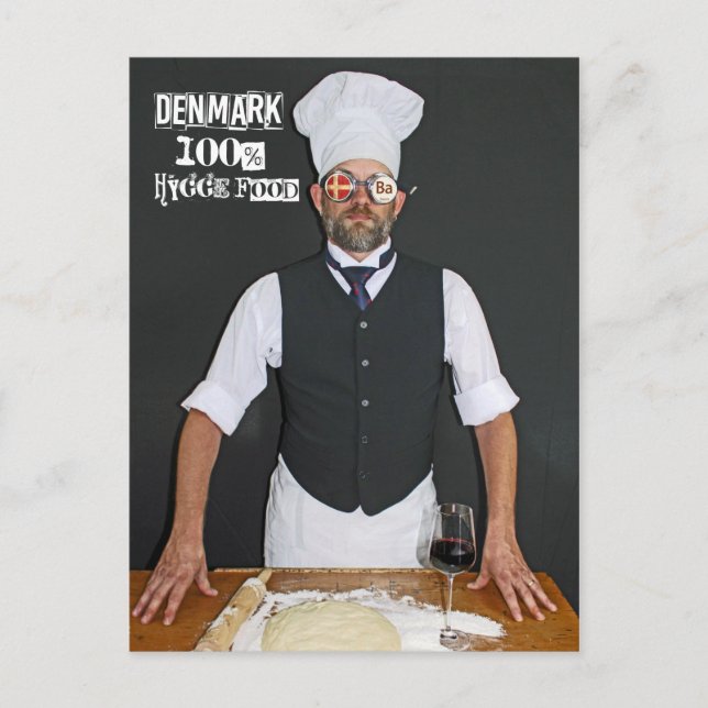 Cartão Postal Dinamarca Legal 100% comida aconchegante hygge! (Frente)