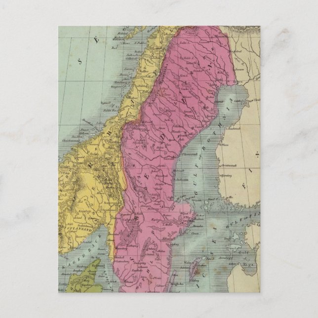 Cartão Postal Dinamarca Suecia e Noruega (Frente)