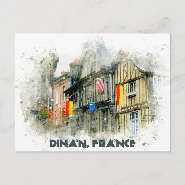Cartão Postal Dinan France Medieval Town French Viagem (Frente)
