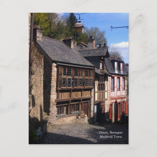 Cartão Postal Dinan Medieval Village Bretagne França (Frente)