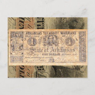 Cartão Postal Dinheiro Antiquado da Guerra Civil do Arkansas