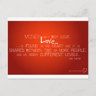 Cartão Postal Dinheiro não pode Comprar amar