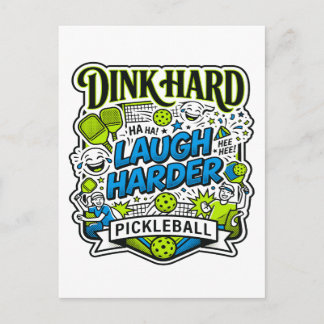 Cartão Postal Dink Hard Rir Mais Pickleball Tipografia